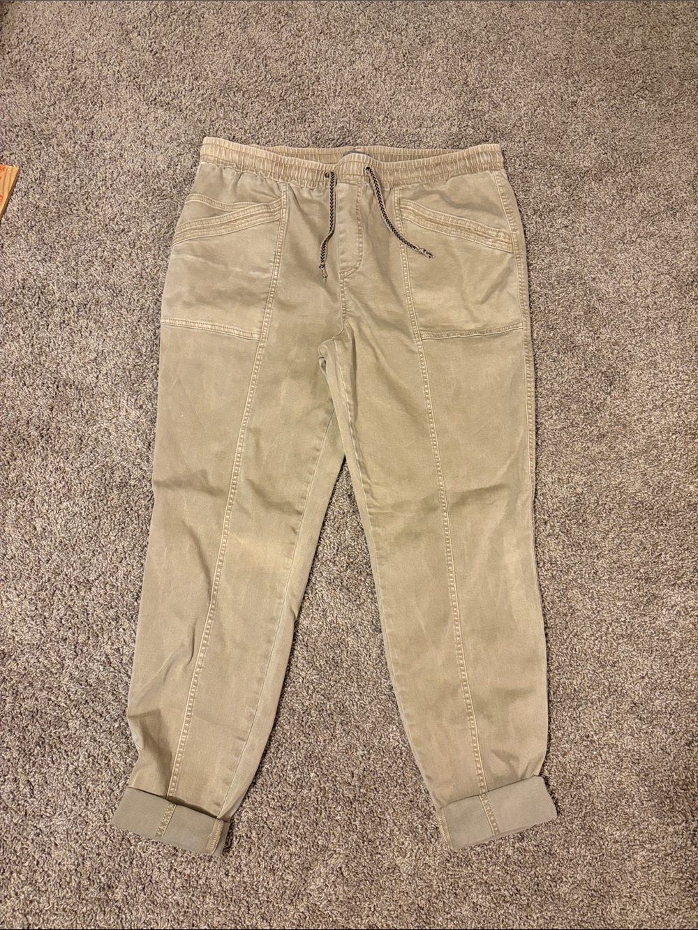 Maurices Khaki Utility Drawstring Joggers with Cuffed Hem
